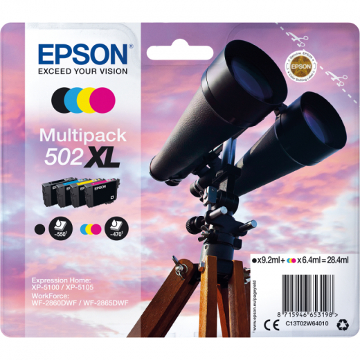 Epson Tintenpatrone C13T02W64010 502XL sw/c/m/y 4 St./Pack., - EPST02W64010