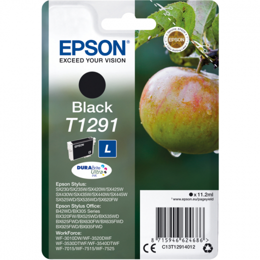 Epson Tintenpatrone C13T12914012 T1291 11,2ml schwarz, - EPST12914012