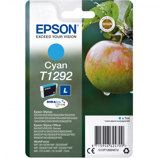 Epson Tintenpatrone C13T12924012 T1292 7ml cyan, - EPST12924012