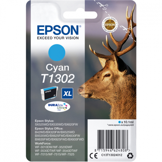 Epson Tintenpatrone C13T13024012 T1302 10,1ml cyan, - EPST13024012