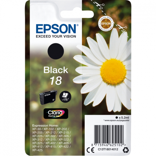 Epson Tintenpatrone C13T18014012 3,3ml schwarz, - EPST18014012