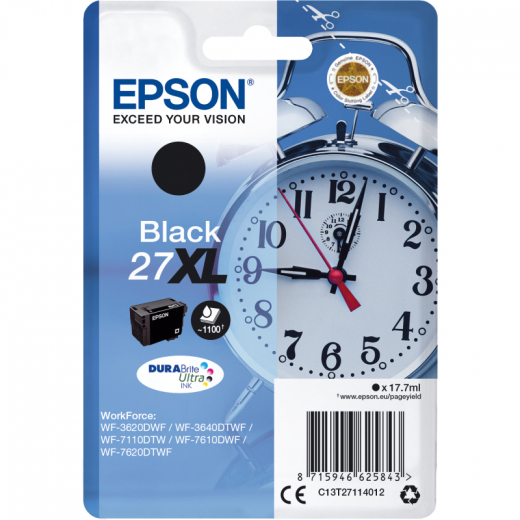 Epson Tintenpatrone C13T27114012 27XL 1.100Seiten 17,7ml schwarz, - EPST27114012