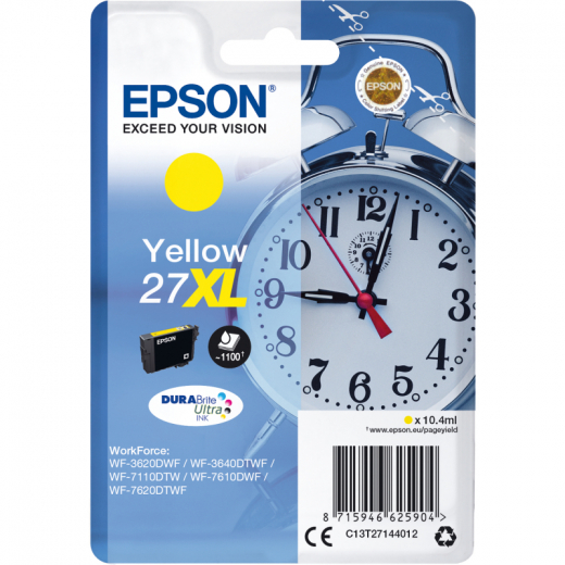 Epson Tintenpatrone C13T27144012 27XL 1.100Seiten 10,4ml gelb, - EPST27144012