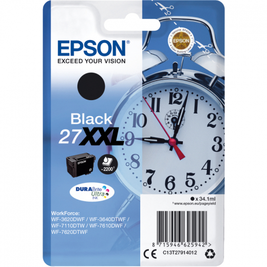 Epson Tintenpatrone C13T27914012 27XXL 34,1ml 2.200Seiten schwarz, - EPST27914012