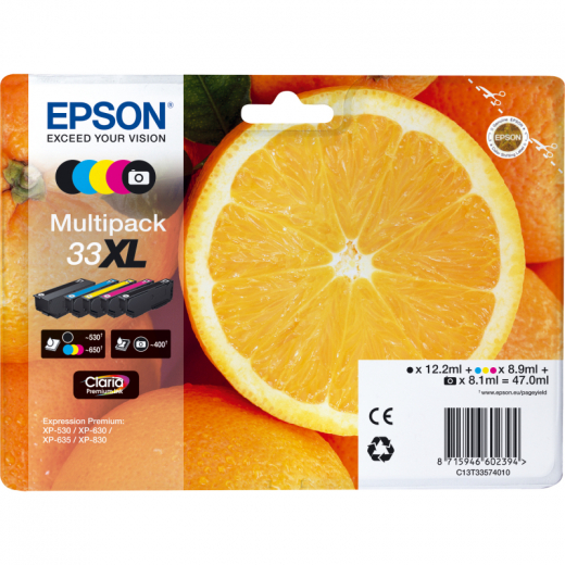 Epson Tintenpatrone C13T33574011 33XL sw/fsw/c/m/y 5 St./Pack, - EPST33574011