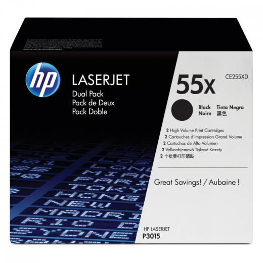 HP Toner CE255XD 55X 12.500Seiten schwarz 2 St./Pack., - HPACE255XD