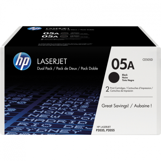 HP Toner CE505D 05A 2.300Seiten schwarz 2 St./Pack., - 241672