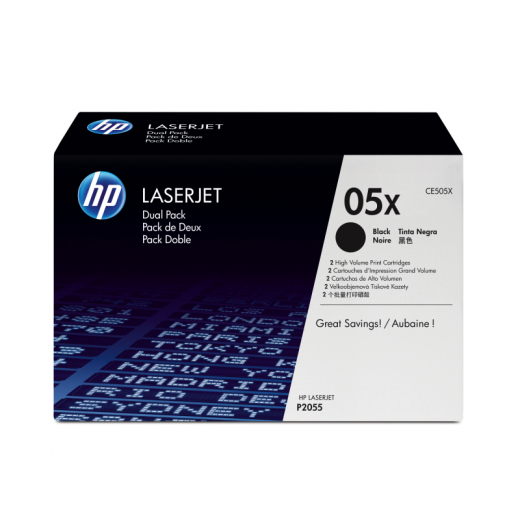 HP Toner CE505XD 05X 6.500Seiten schwarz 2 St./Pack., - HPACE505XD