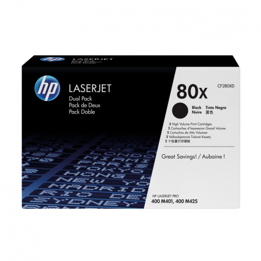 HP Toner CF280XD 80X 6.900Seiten schwarz 2 St./Pack., - HPACF280XD