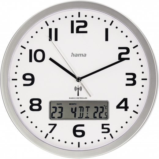 Hama Funkuhr Extra 00186333 Datum Temperatur silber, - 652281