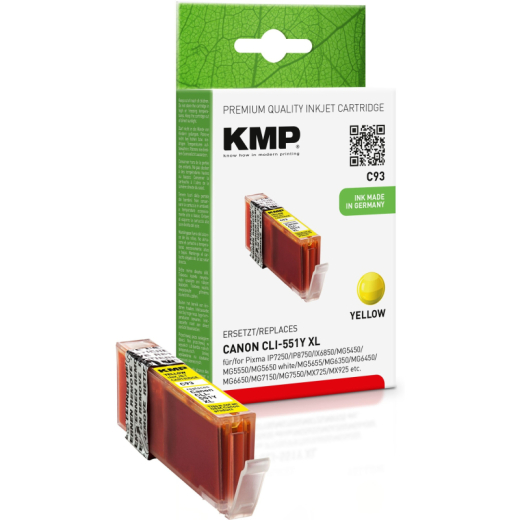 KMP Tintenpatrone C93 1519,0009 wie CLI551XLY 715S. 15ml gelb,
