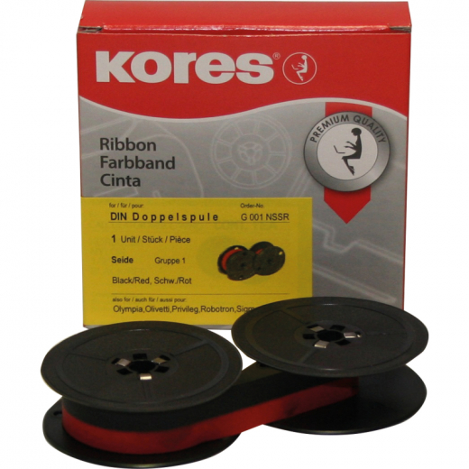 Kores Farbband G001NSSR Gr.1D für Triumph Adler Seide schwarz/rot, - KOR1NSSR