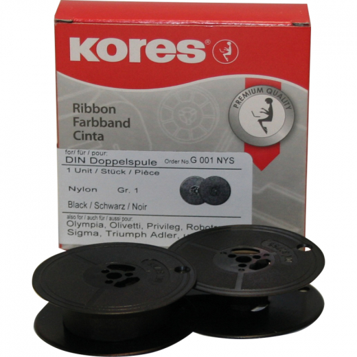 Kores Farbband G001NYS Gr.1 Nylon schwarz, - KOR1NYSW