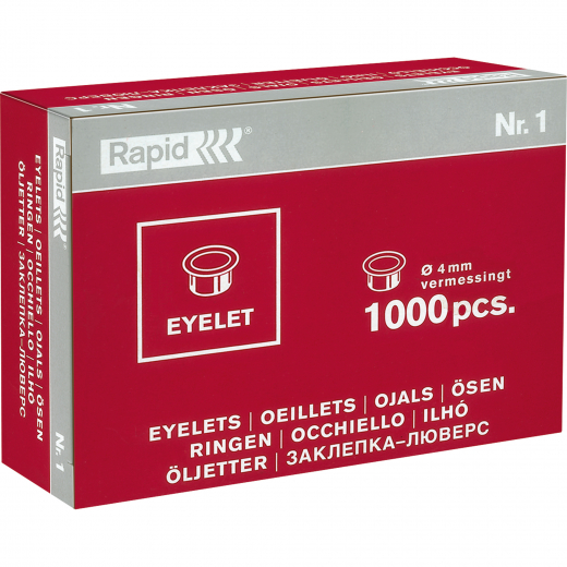 Rapid Öse Eyelet Nr.1 31073113 4mm Messing 1000 St./Pack., - 68073113