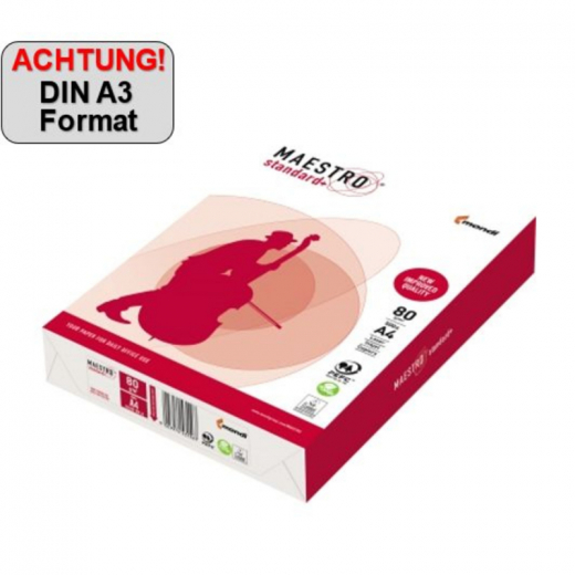 MAESTRO Kopierpapier Standard Plus 94928B80B A3 80g ws 500 Bl./Pack, - 110012001