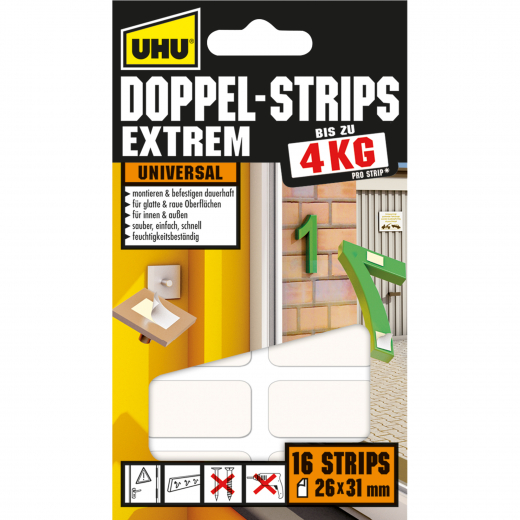 UHU Doppelstrips extrem 45450 16 St./Pack, - 719402