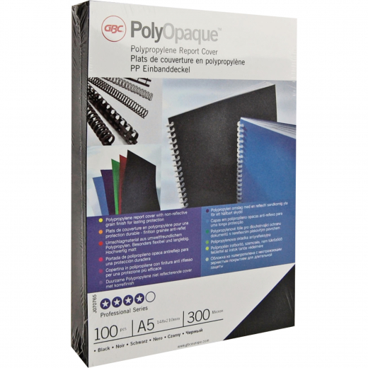 GBC Deckblatt PolyOpaque IB386831 DIN A4 PP schwarz 100 St./Pack., - 766828