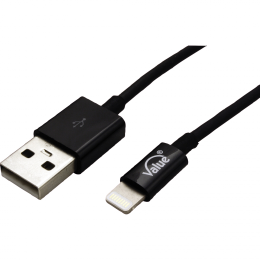 Value USB-Kabel 11998321 USB-A auf Lightning 1m sw, - 795013500