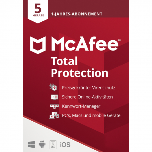 McAfee Total Protection Lizenz MTP00GNR5RDD 1 Jahr 5 Periph, - 796003500