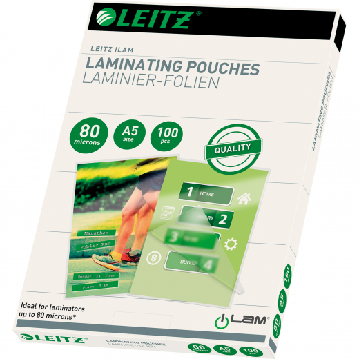 Leitz Laminierfolie 33817 DIN A5 80mic 100 St./Pack., - 80338170