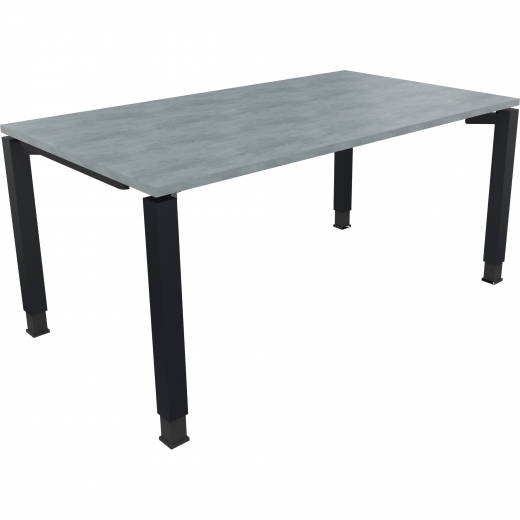 Schreibtisch Vierfuß Quadratrohr B1600xT900xH680-820 an/Beton hell, - 810032583