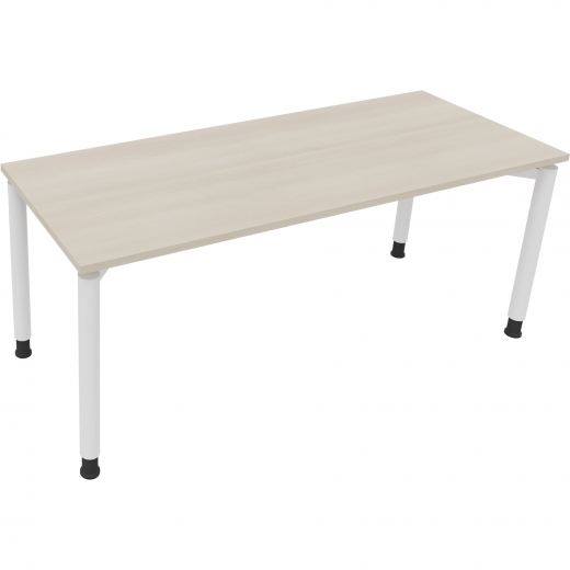 Schreibtisch Vierfuß Rundrohr B1800xT700xH680-820 ws/Akazie hell, - 810041172