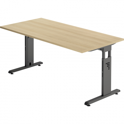 Hammerbacher Schreibtisch VOS16/E/G C-Fuß 160x80cm eiche/graphit, - 810049671