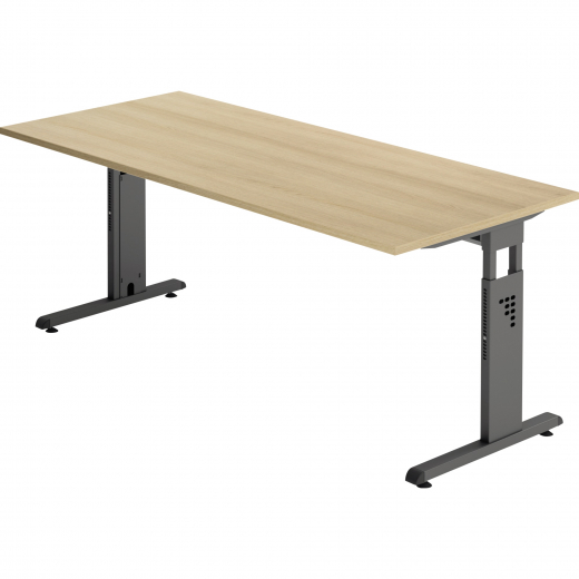 Hammerbacher Schreibtisch VOS19/E/G C-Fuß 180x80cm eiche/graphit, - 810049771