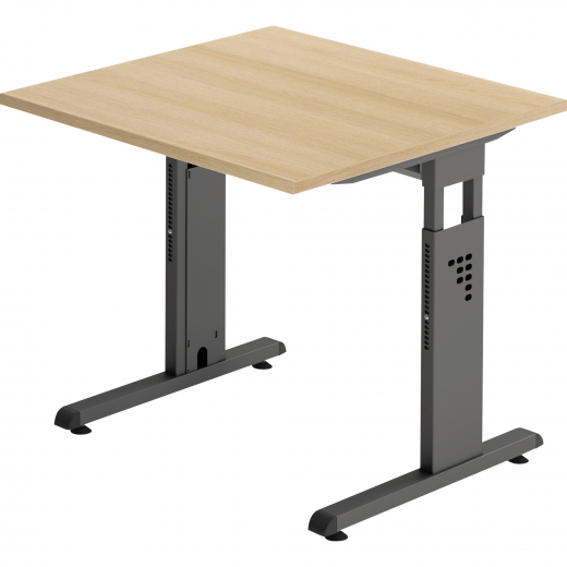 Hammerbacher Schreibtisch VOS08/E/G C-Fuß 80x80cm eiche/graphit, - 810049871