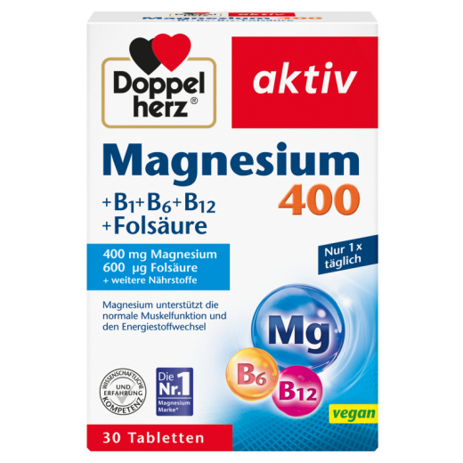 Doppelherz Magnesium 400 +B1 +B6 +B12 +Folsäure 30St,