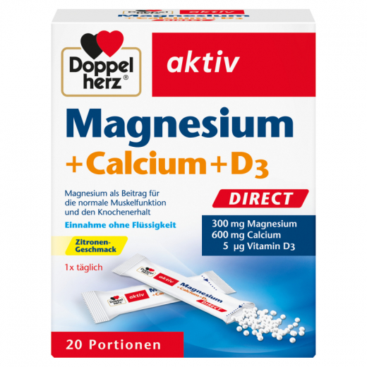 Doppelherz Magnesium +Calcium +D3 direct 20St,