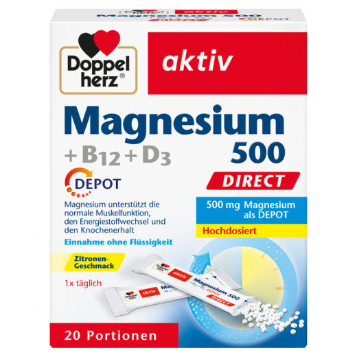 Doppelherz Magnesium 500 +B12 +D3 Depot direct 20St,