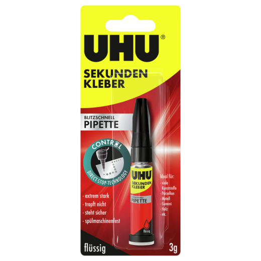 UHU Sekundenkleber blitzschnell PIPETTE 45570 3g,