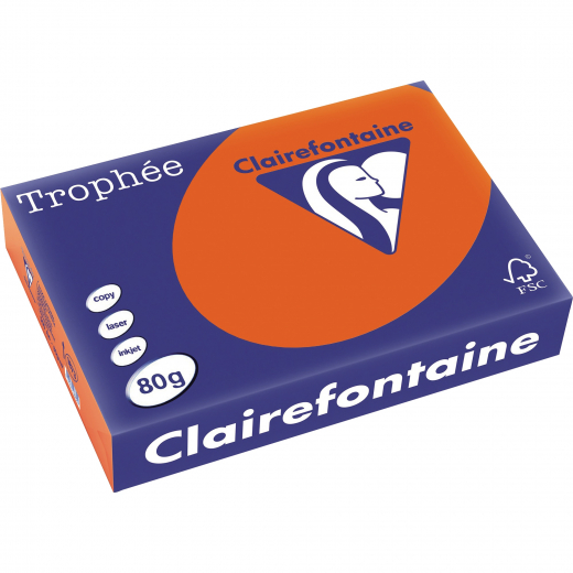 Clairefontaine Kopierpapier 1873C A4 80g ziegelrot 500Bl., - 856332