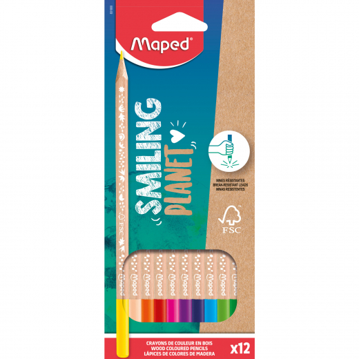 Maped Buntstift Smiling Planet 831800FC sort. 12St., - 859970