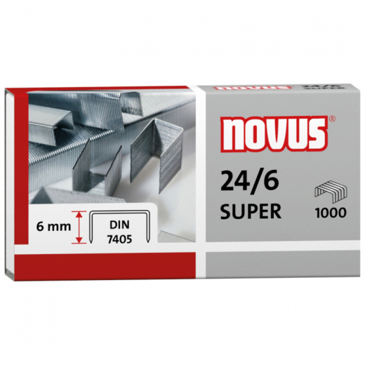 NOVUS Heftklammer 040-0026 24/6 Super verzinkt 1.000 St./Pack., - NOV246