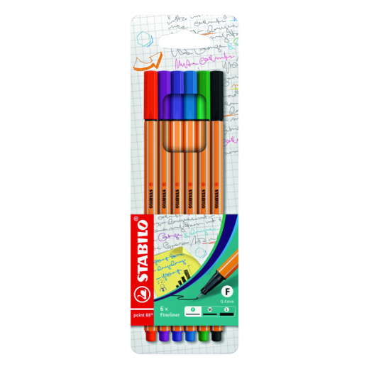 STABILO Fineliner point EO88/6 0,4mm farbig sortiert 6 St., - SCH886