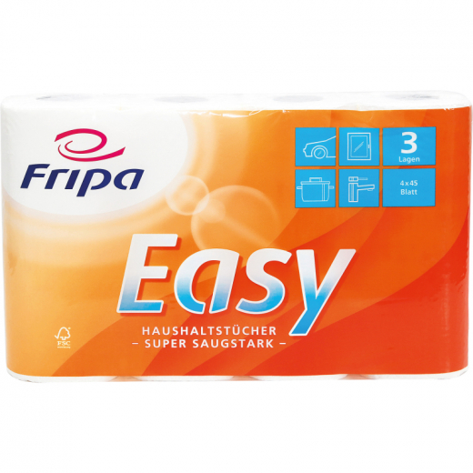 Fripa Küchenrolle EASY 3074003 3lg. 45Bl. Zellstoff hochws 4 St./Pack., - FRI3074003