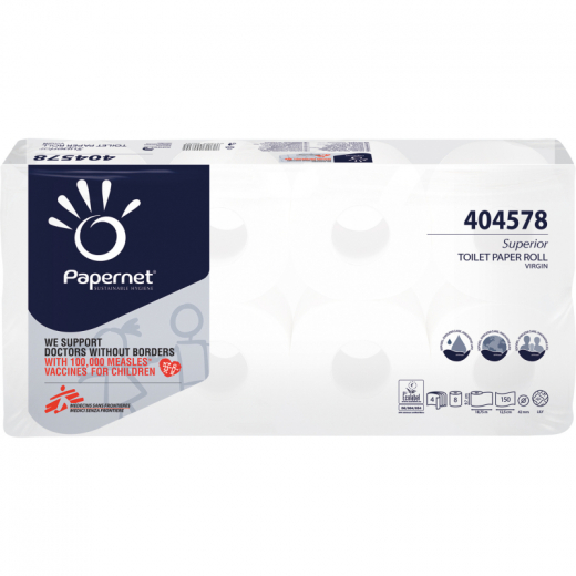 Papernet Toilettenpapier 404578 4lagig 150Bl. Zellstoff 8 Rl./Pack., - 446210601