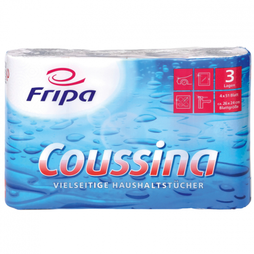 Fripa Küchenrolle Coussina 3204002 3-lagig weiß 4 St./Pack., - 448011801