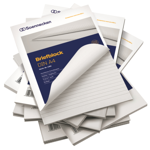 Soennecken Briefblock 1383 DIN A4 70g holzfrei 50Blatt rautiert weiß,