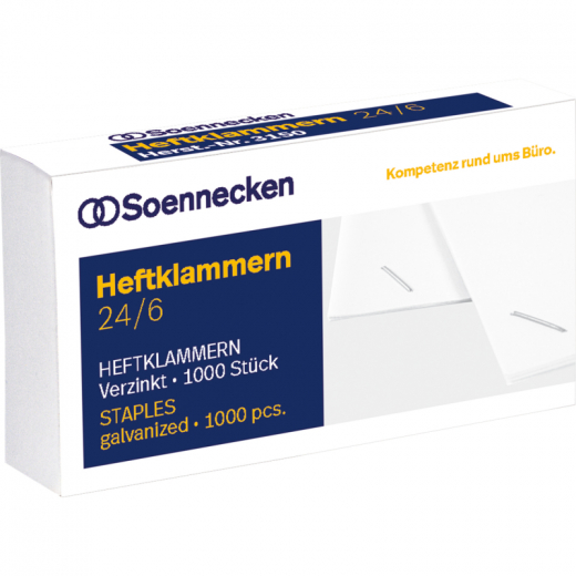 Soennecken Heftklammern 3151 24/6 verzinkt 1.000 St./Pack., - 124044194