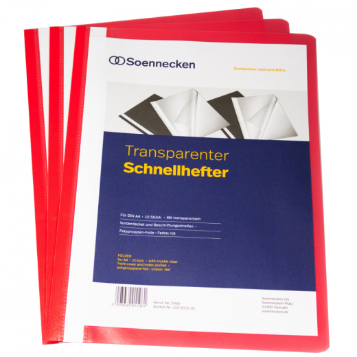 Soennecken Schnellhefter 2960 DIN A4 PP rot 10 St./Pack., - 125055330