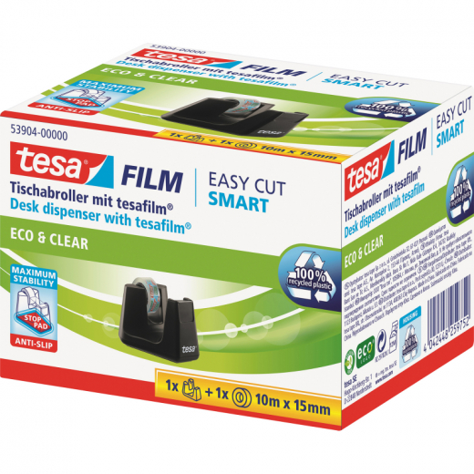 tesa Tischabroller ecoLogo Smart 53904-00000 schwarz +Klebefilm, - BDF53904