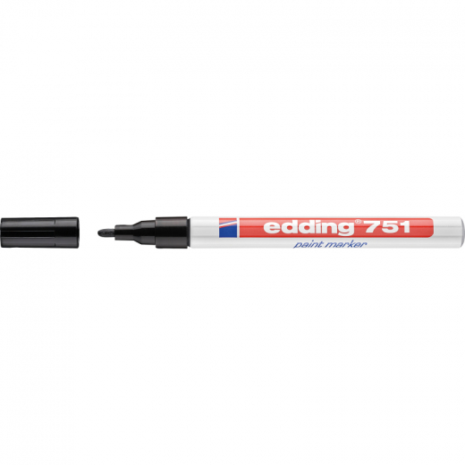 edding Lackmarker 751 4-751001 1-2mm Rundspitze permanent schwarz, - EDD751SW