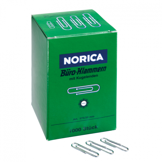 NORICA Büroklammer 2220 32mm Metall glanzverzinkt 1.000 St./Pack., - ALC2220