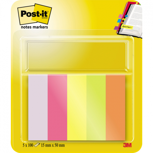 Post-it Haftstreifen Page Marker 670-5 15x50mm sortiert 5 St./Pack., - MMM6705