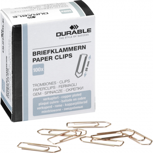 DURABLE Briefklammer 120424 26mm verkupfert 100 St./Pack., - 9120424