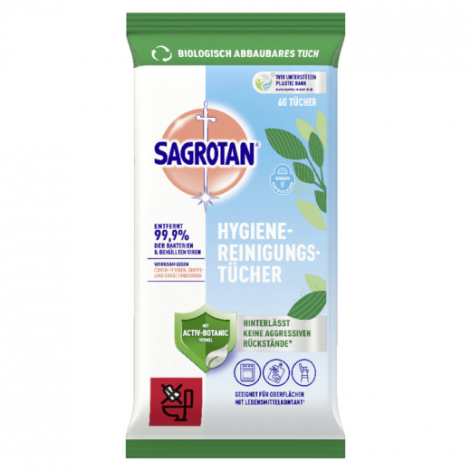 Sagrotan Hygiene-Reinigungstuch 3250406 60St., - 218914