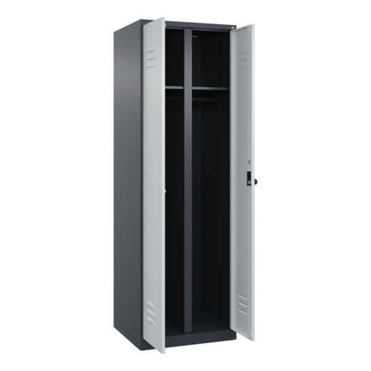 C+P Schwarz-Weiß-Spind Classic PLUS 1850x600x500mm 2Abteile an/lgr, - 820197281